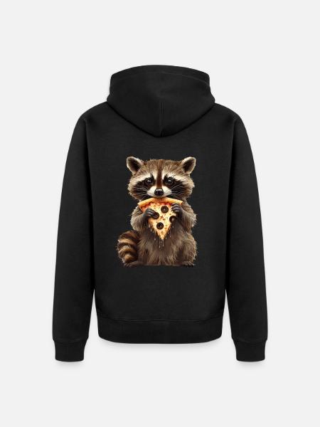 Raccoon - Unisex Premium Organic Zip Hoodie - black
