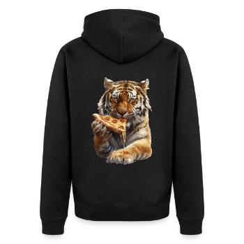 Tiger - Unisex Premium Organic Zip Hoodie - black - Back - Nico (187cm)