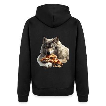 Wolf - Unisex Premium Bio Zip Hoodie - Schwarz - Hinten - Nico (187cm)