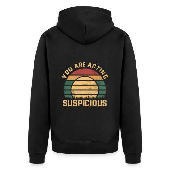Sie verhalten sich verdächtig Vintage Sunet - Unisex Premium Bio Zip Hoodie - Schwarz - Hinten - Nico (187cm)