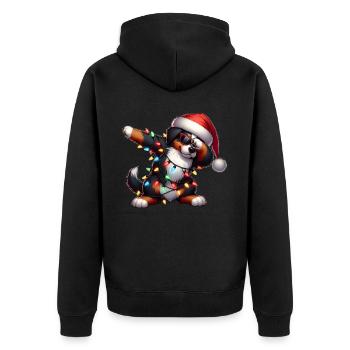 Tupfende Berner Sennenhund-Sonnenbrille Niedlich - Unisex Premium Bio Zip Hoodie - Schwarz - Hinten - Nico (187cm)