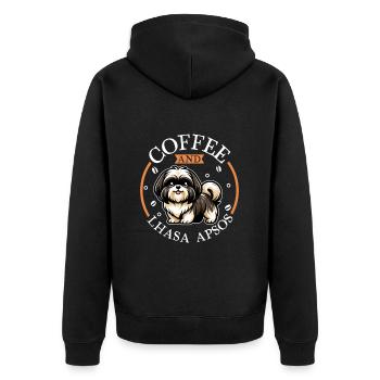 Café et Lhassa Apso - Veste à capuche bio Premium Unisexe - noir - Dos - Nico (187cm)