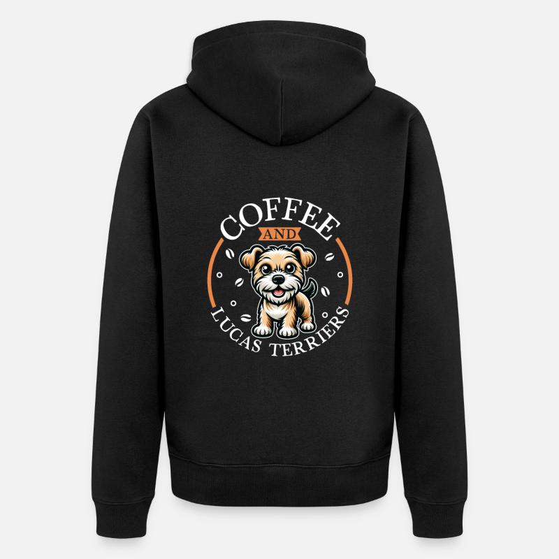 Kaffee und Lucas Terrier - Unisex Premium Bio Zip Hoodie - Schwarz