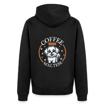 Kaffee und Malteser - Unisex Premium Bio Zip Hoodie - Schwarz - Hinten - Nico (187cm)