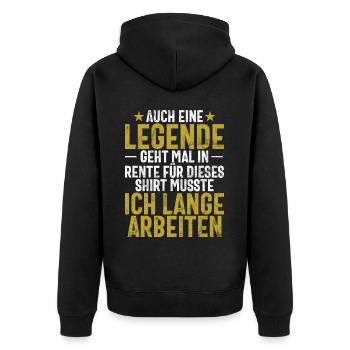 Legende Ruhestand Lustiges Motiv Rentner - Unisex Premium Bio Zip Hoodie - Schwarz - Hinten - Nico (187cm)