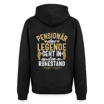 Legende Ruhestand Lustiges Motiv Rentner - Unisex Premium Bio Zip Hoodie - Schwarz - Hinten - Nico (187cm)