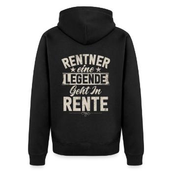 Legende Ruhestand Lustiges Motiv Rentner - Unisex Premium Bio Zip Hoodie - Schwarz - Hinten - Nico (187cm)