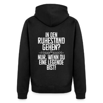 Legende Ruhestand Lustiges Motiv Rentner - Unisex Premium Bio Zip Hoodie - Schwarz - Hinten - Nico (187cm)