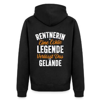 Legende Ruhestand Lustiges Motiv Rentner - Unisex Premium Bio Zip Hoodie - Schwarz - Hinten - Nico (187cm)
