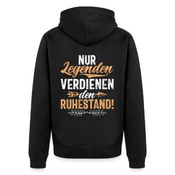 Legende Ruhestand Lustiges Motiv Rentner - Unisex Premium Bio Zip Hoodie - Schwarz - Hinten - Nico (187cm)