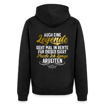 Legende Ruhestand Lustiges Motiv Rentner - Unisex Premium Bio Zip Hoodie - Schwarz - Hinten - Nico (187cm)