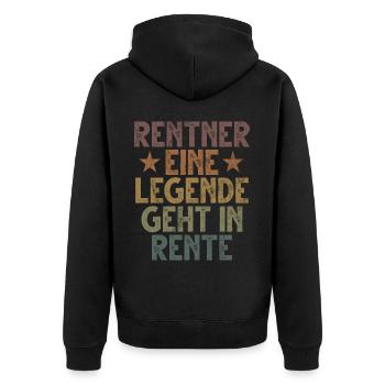 Legende Ruhestand Lustiges Motiv Rentner - Unisex Premium Bio Zip Hoodie - Schwarz - Hinten - Nico (187cm)