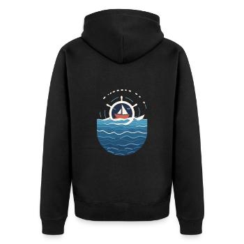 Captain on the high seas with boat motif - Unisex Premium Organic Zip Hoodie - black - Back - Nico (187cm)
