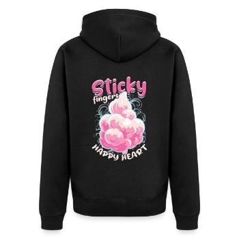 Cotton Candy Sticky Fingers Happy Heart - Unisex Premium Organic Zip Hoodie - black - Back - Nico (187cm)