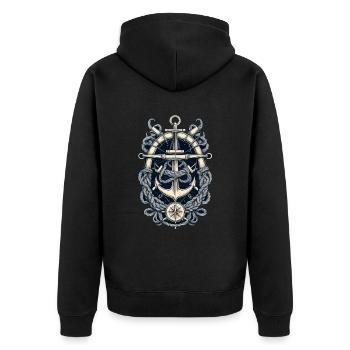 Aesthetic Anchor Design - Unisex Premium Organic Zip Hoodie - black - Back - Nico (187cm)