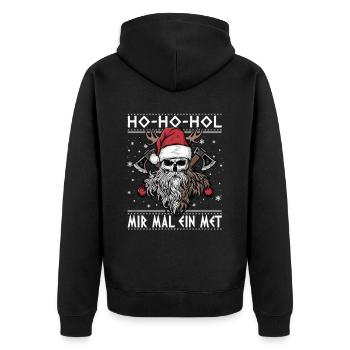 Ho Ho Let's get a mead - Unisex Premium Organic Zip Hoodie - black - Back - Nico (187cm)