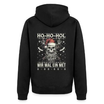 Ho Ho Let's get a mead - Unisex Premium Organic Zip Hoodie - black - Back - Nico (187cm)