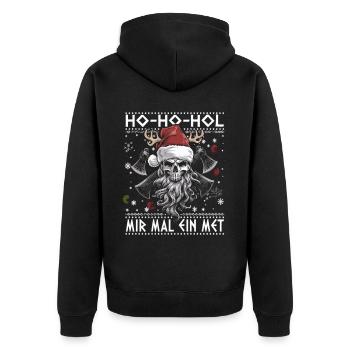 Ho Ho Let's get a mead - Unisex Premium Organic Zip Hoodie - black - Back - Nico (187cm)