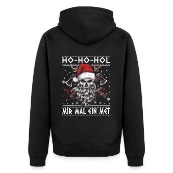 Ho Ho Let's get a mead - Unisex Premium Organic Zip Hoodie - black - Back - Nico (187cm)