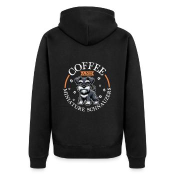 Kaffee und Zwergschnautzer - Unisex Premium Bio Zip Hoodie - Schwarz - Hinten - Nico (187cm)