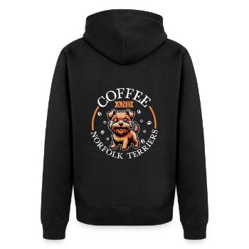 Kaffee und Norfolk Terrier - Unisex Premium Bio Zip Hoodie - Schwarz - Hinten - Nico (187cm)