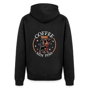 Kaffee und Zwergpinscher - Unisex Premium Bio Zip Hoodie - Schwarz - Hinten - Nico (187cm)