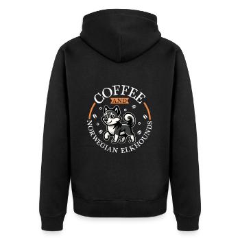 Café et chien d’élan norvégien - Veste à capuche bio Premium Unisexe - noir - Dos - Nico (187cm)