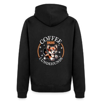 Café et Lundehund norvégien - Veste à capuche bio Premium Unisexe - noir - Dos - Nico (187cm)