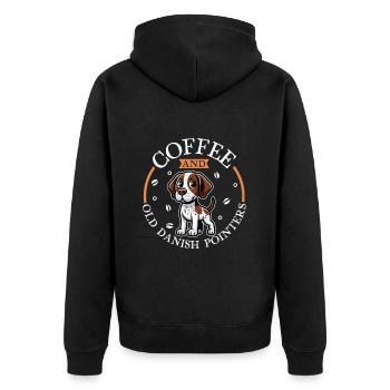 Kaffee und Altdänischer Vorstehhund - Unisex Premium Bio Zip Hoodie - Schwarz - Hinten - Nico (187cm)