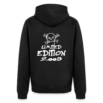 Limited Edition 2009 Geburtstag 2009 Geboren - Unisex Premium Bio Zip Hoodie - Schwarz - Hinten - Nico (187cm)