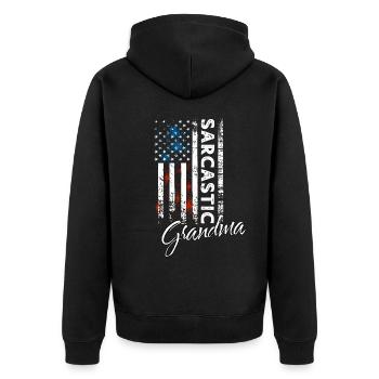 Sarkastischer Oma - Unisex Premium Bio Zip Hoodie - Schwarz - Hinten - Nico (187cm)