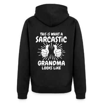 Mamie sarcastique - Veste à capuche bio Premium Unisexe - noir - Dos - Nico (187cm)