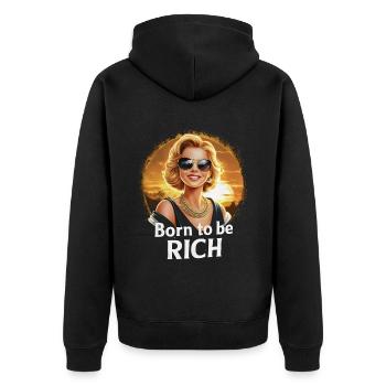 Né pour être riche fille lunettes de soleil lever de soleil - Veste à capuche bio Premium Unisexe - noir - Dos - Nico (187cm)