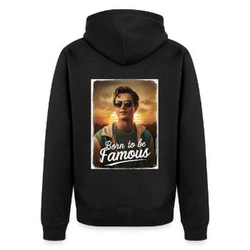 Geboren, um berühmt zu werden Junge Sunrise coole Sonnenbrille - Unisex Premium Bio Zip Hoodie - Schwarz - Hinten - Nico (187cm)