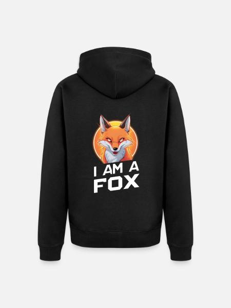 I am a fox - Unisex Premium Organic Zip Hoodie - black