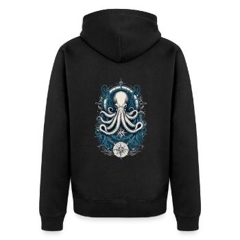 Krake Seeungeheuer Fischer Segelboot Meer - Unisex Premium Bio Zip Hoodie - Schwarz - Hinten - Nico (187cm)