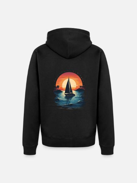 Sunset Sailing Adventure Sea - Unisex Premium Organic Zip Hoodie - black