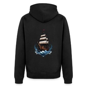 Majestic sailing ship on the high seas - Unisex Premium Organic Zip Hoodie - black - Back - Nico (187cm)
