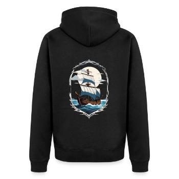 Motif de voilier aventureux - Veste à capuche bio Premium Unisexe - noir - Dos - Nico (187cm)