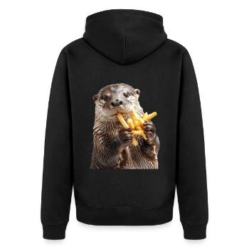 Otter - Unisex Premium Bio Zip Hoodie - Schwarz - Hinten - Nico (187cm)