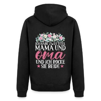 drôle maman grand-mère disant motif dames fête des mères - Veste à capuche bio Premium Unisexe - noir - Dos - Nico (187cm)