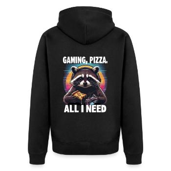 Drôle Raton laveur Gaming Pizza Gamer Gamer Gaming - Veste à capuche bio Premium Unisexe - noir - Dos - Nico (187cm)