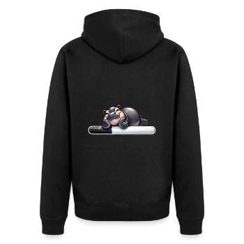 Faules Nilpferd Ladebalken Humor - Unisex Premium Bio Zip Hoodie - Schwarz - Hinten - Nico (187cm)