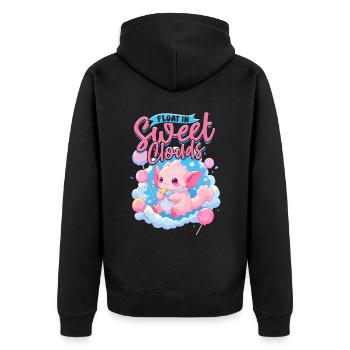 Barbe à papa flotter dans de doux nuages - Veste à capuche bio Premium Unisexe - noir - Dos - Nico (187cm)