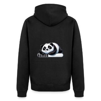 Niedlicher Panda Schlafend Auf Ladebalken - Unisex Premium Bio Zip Hoodie - Schwarz - Hinten - Nico (187cm)