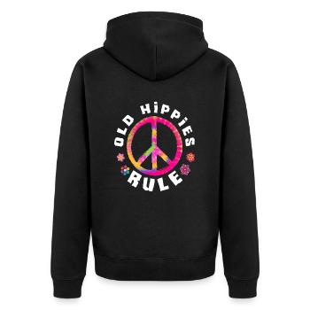 Vieux Hippies Règne Coloré Signe de Paix - Veste à capuche bio Premium Unisexe - noir - Dos - Nico (187cm)