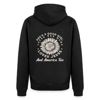 Sie Ist Ein Gutes Mädchen Liebt Ihre Mama Liebt - Unisex Premium Bio Zip Hoodie - Schwarz - Hinten - Nico (187cm)