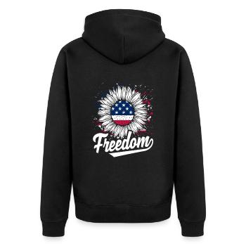 Drapeau Liberty Sunflower USA - Veste à capuche bio Premium Unisexe - noir - Dos - Nico (187cm)