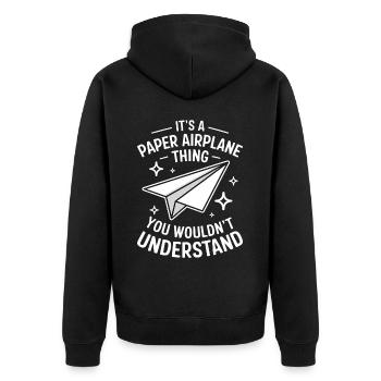 Avion en papier disant blague Avion en papier cadeau - Veste à capuche bio Premium Unisexe - noir - Dos - Nico (187cm)