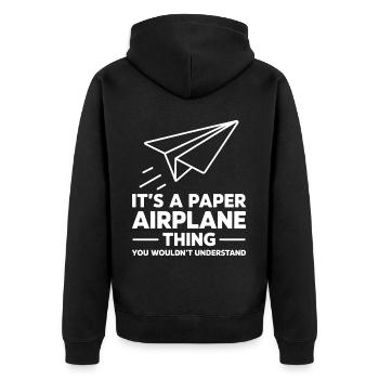 Avion en papier disant blague Avion en papier cadeau - Veste à capuche bio Premium Unisexe - noir - Dos - Nico (187cm)
